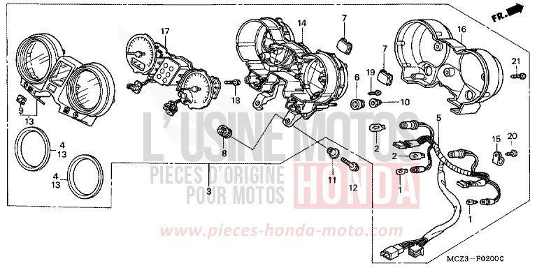 COMPTEUR de Hornet 900 CANDY TAHITIAN BLUE (PB215) 2002